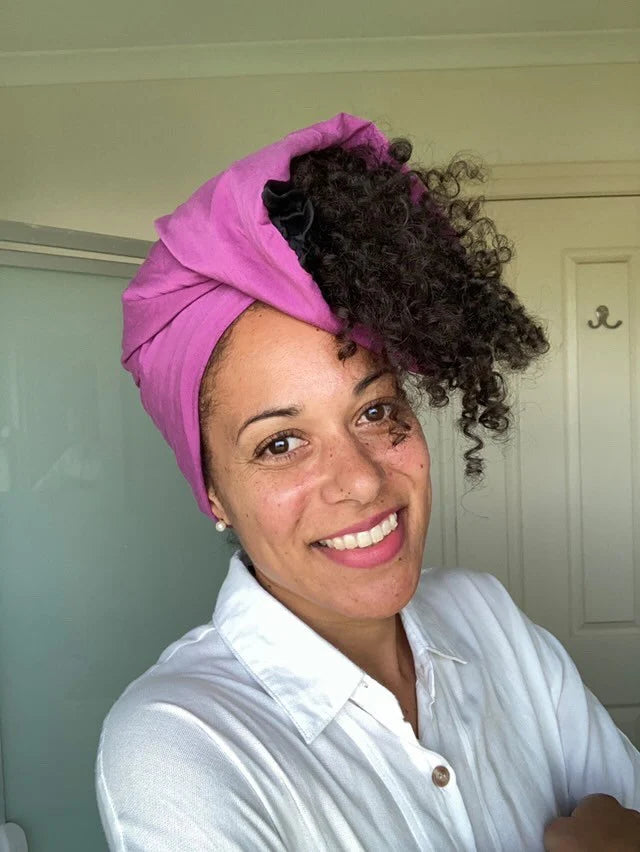 Silk Lined Tubular Hair Wrap | Silk Buff | Splash Happy | NZ